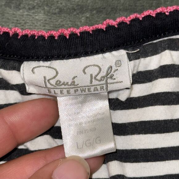 Rene Rofe T-Shirt Women Large Black Heart Short Sleeve Sleepwear Zebra Y2K - Picture 4 of 6